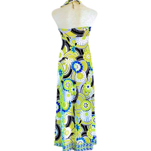 Vintage MISS CHERRY retro 70s floral maxi halterneck Dress - Picture 6 of 9